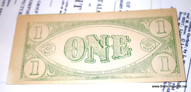 Original 1930s play money.