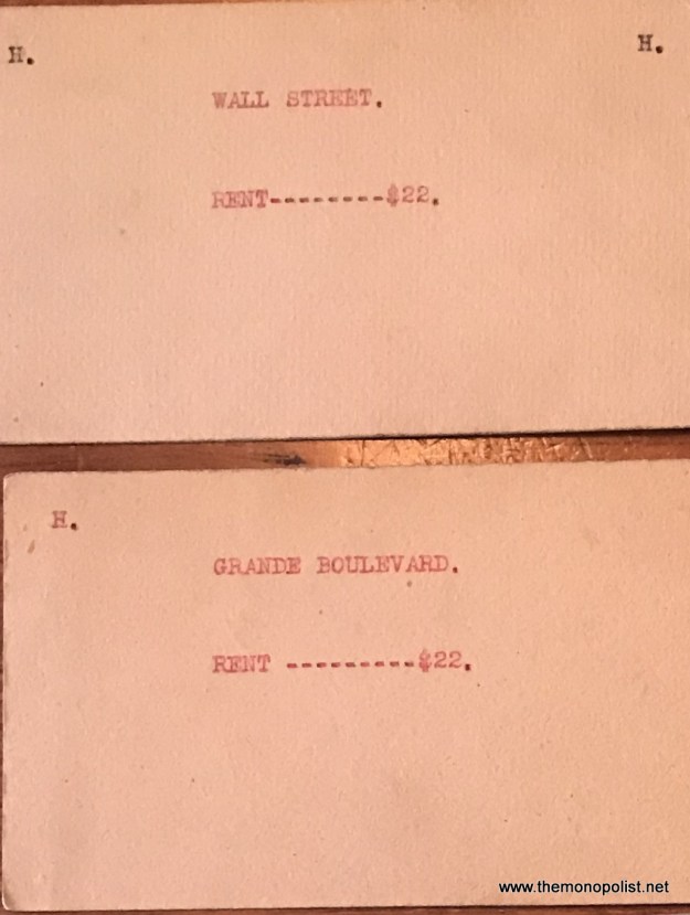 Rents are on the backs of the property cards.