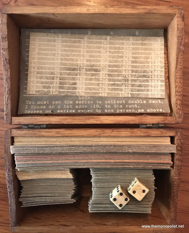 The set includes dice made of bone.