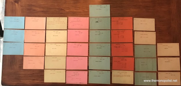 The backs of the property cards have rent information and the rates for owning various amounts of the utilities.