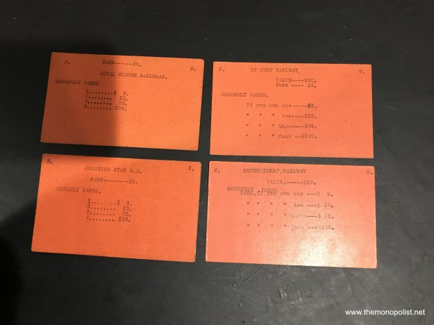 The railroads. Two have the original names from the Landlord's board, and two have been changed.