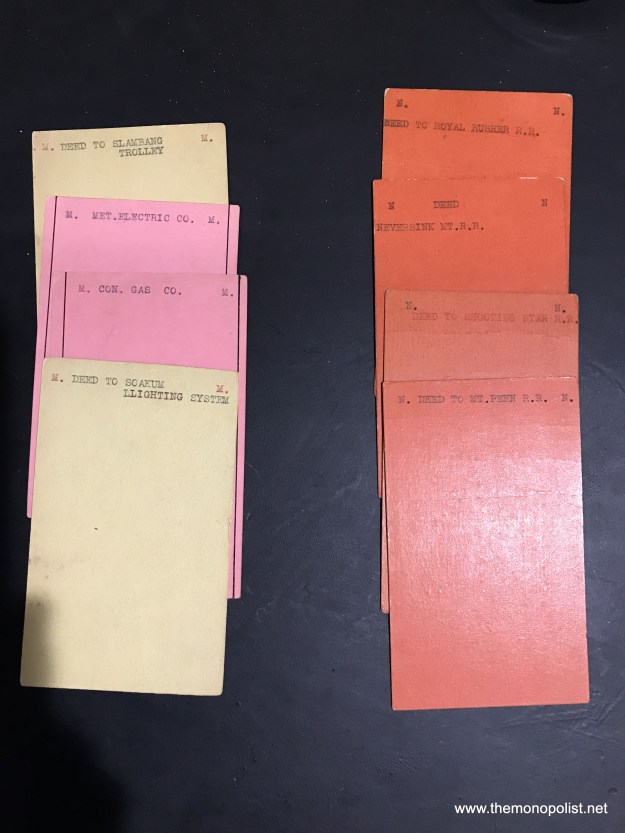 The backs of some of the property cards.