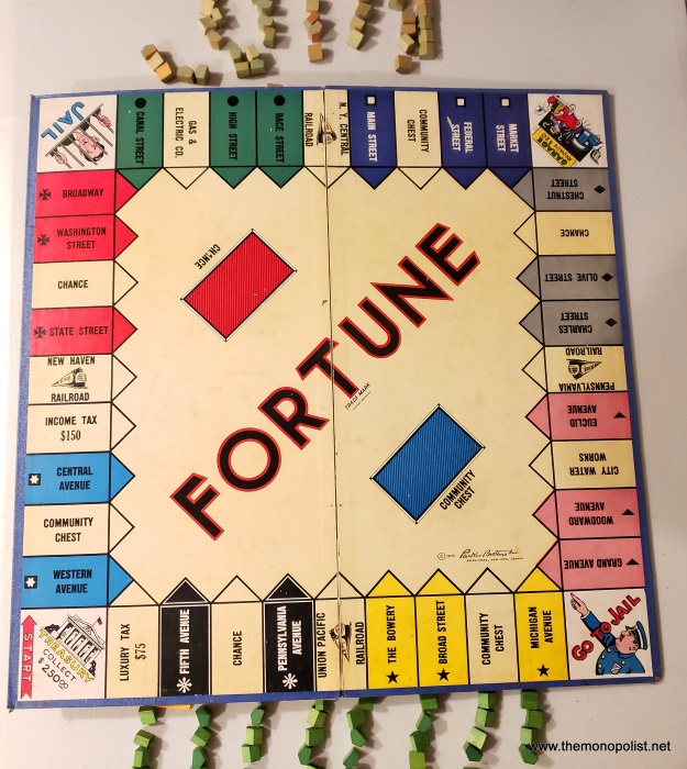 Interestingly, Parker put the Fortune board logo on a diagonal, many years before this was done with Monopoly.