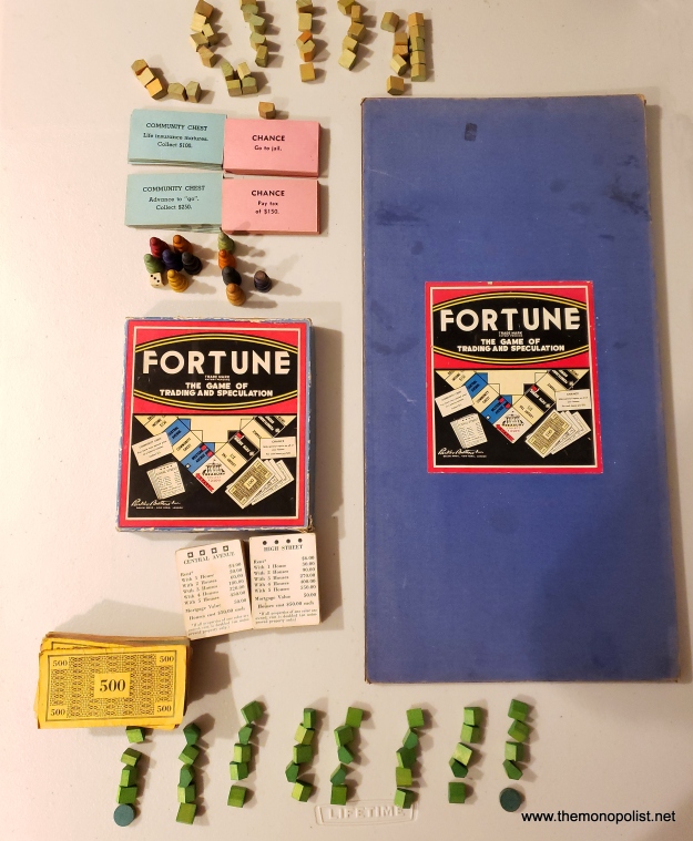 This 1935 Fortune board and utensils box have been reunited at last, making this a complete set.