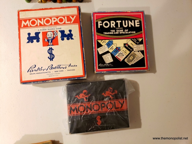 Fortune's utensils box is smaller than a contemporary Parker Brothers Monopoly box, but larger than a Darrow Black Box.